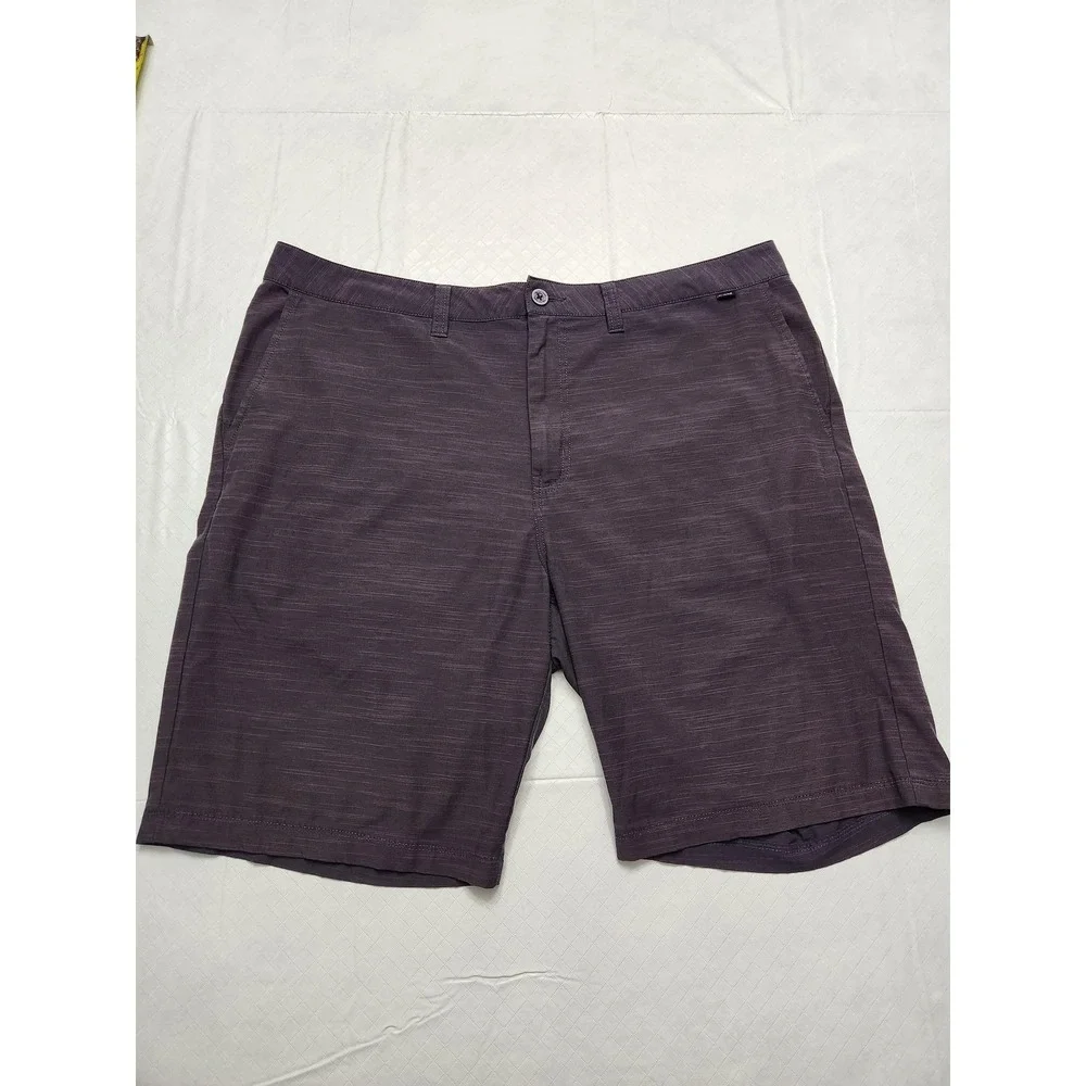 Travis Mathew Shorts Mens 38 Purple Microstripe Golf Chino Performance Stretch